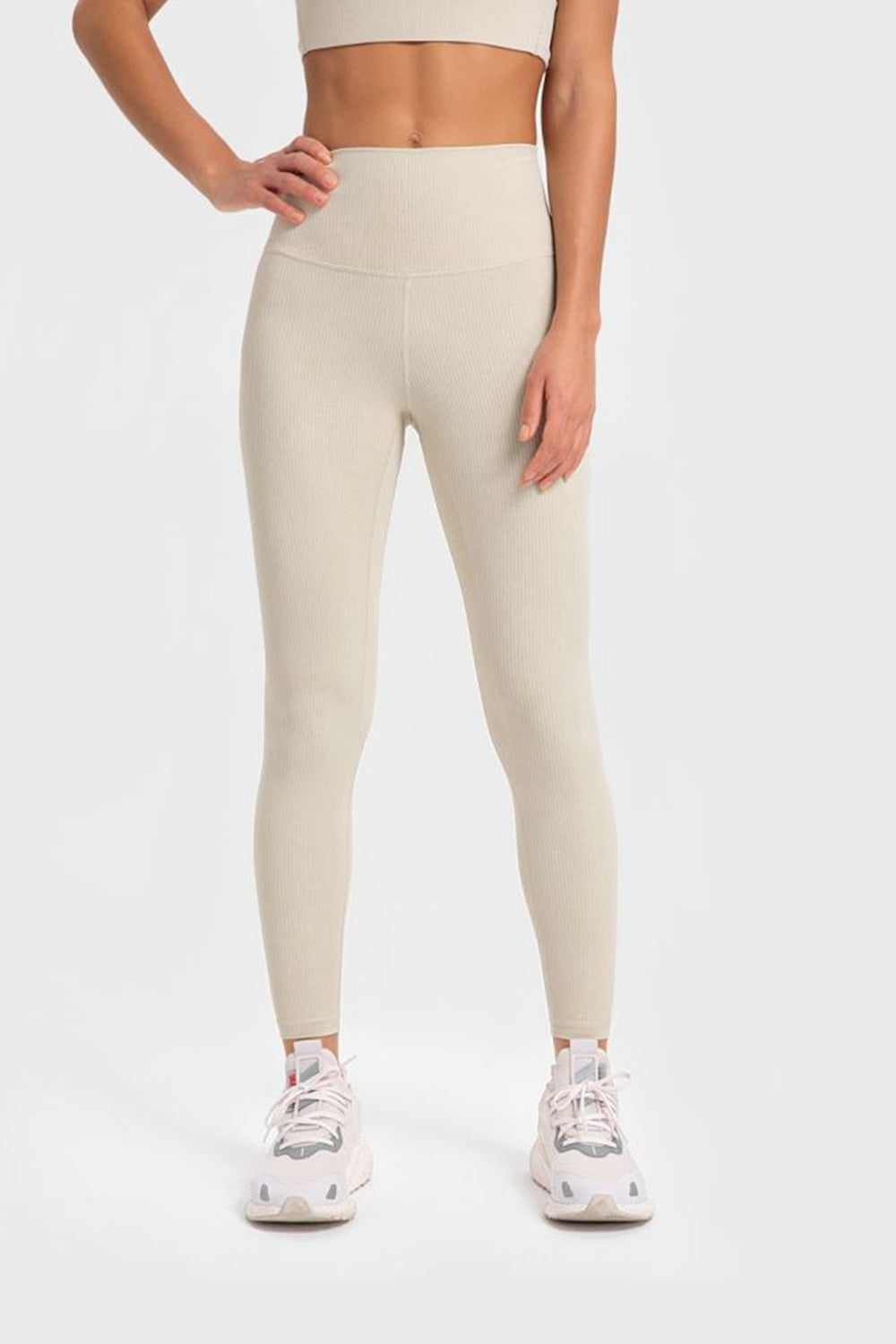 Hochelastische Yoga-Leggings mit breitem Bund