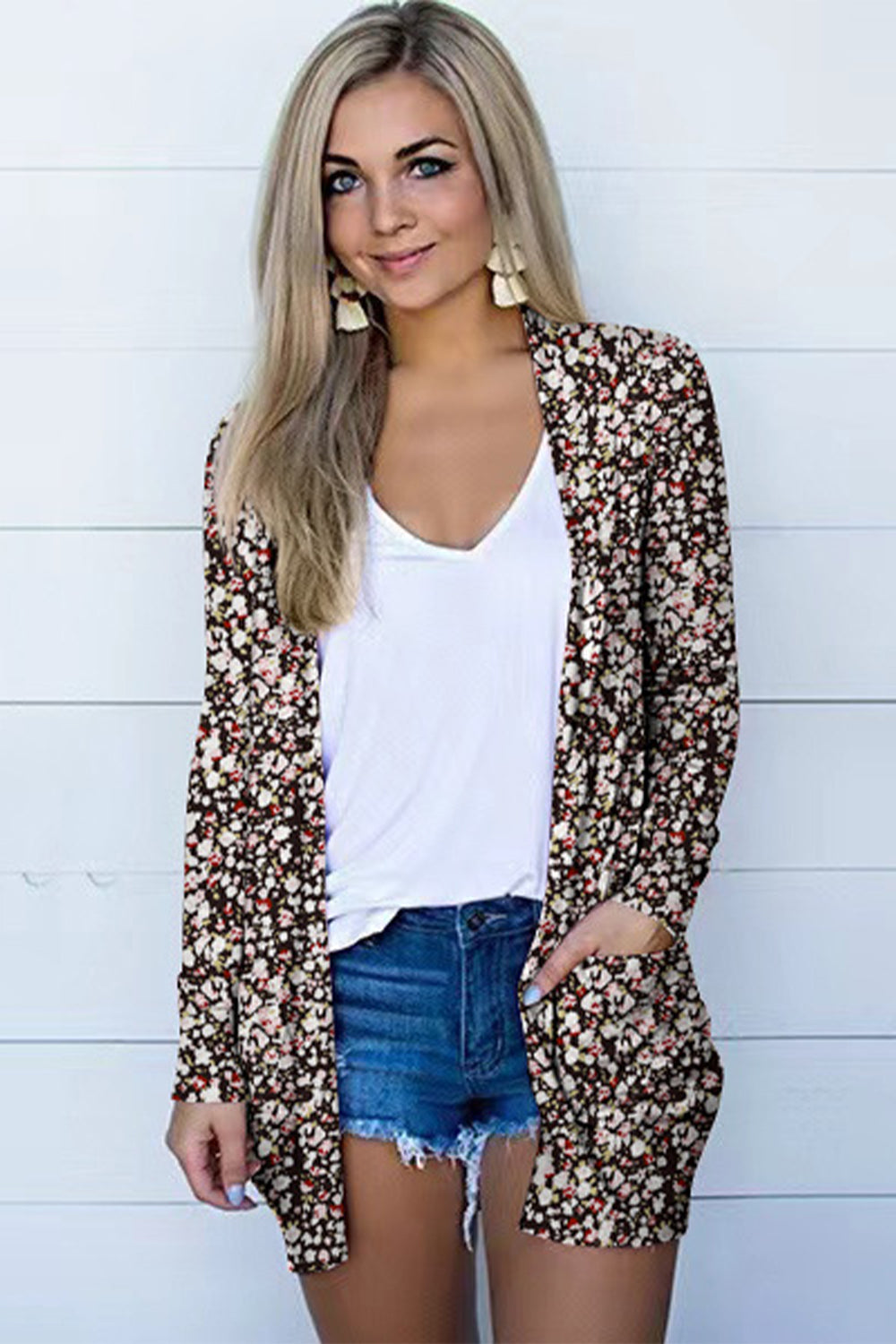 Printed Long Sleeve Cardigan