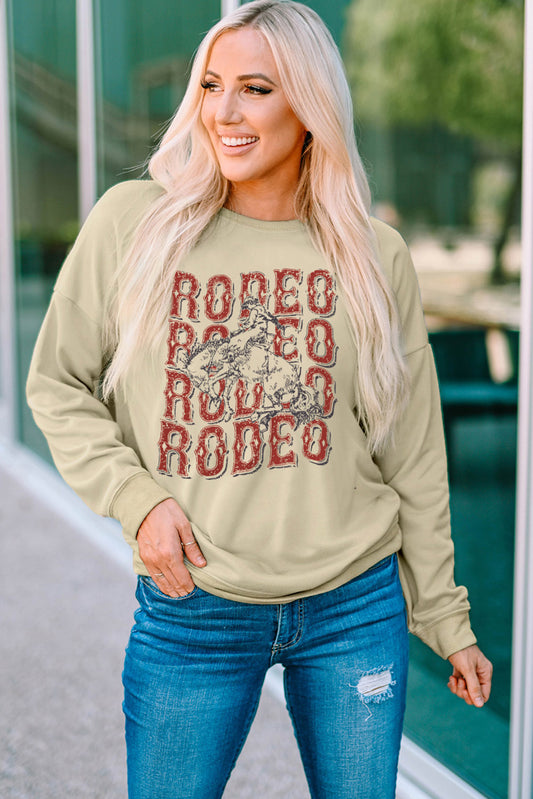 Sweatshirt mit Rundhalsausschnitt, überschnittenen Schultern und RODEO-Grafik