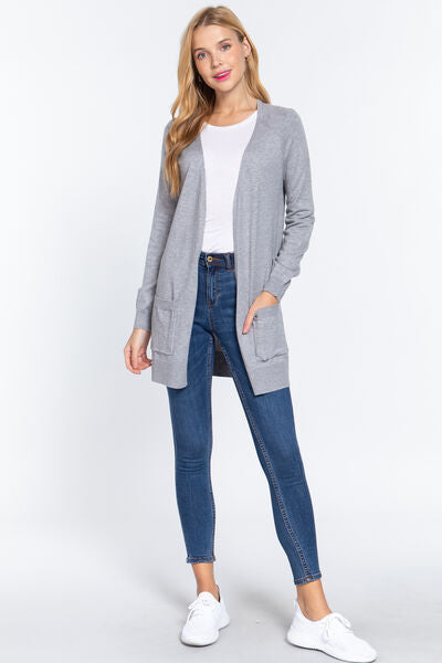 ACTIVE BASIC Strickjacke mit offener Vorderseite und langen Ärmeln