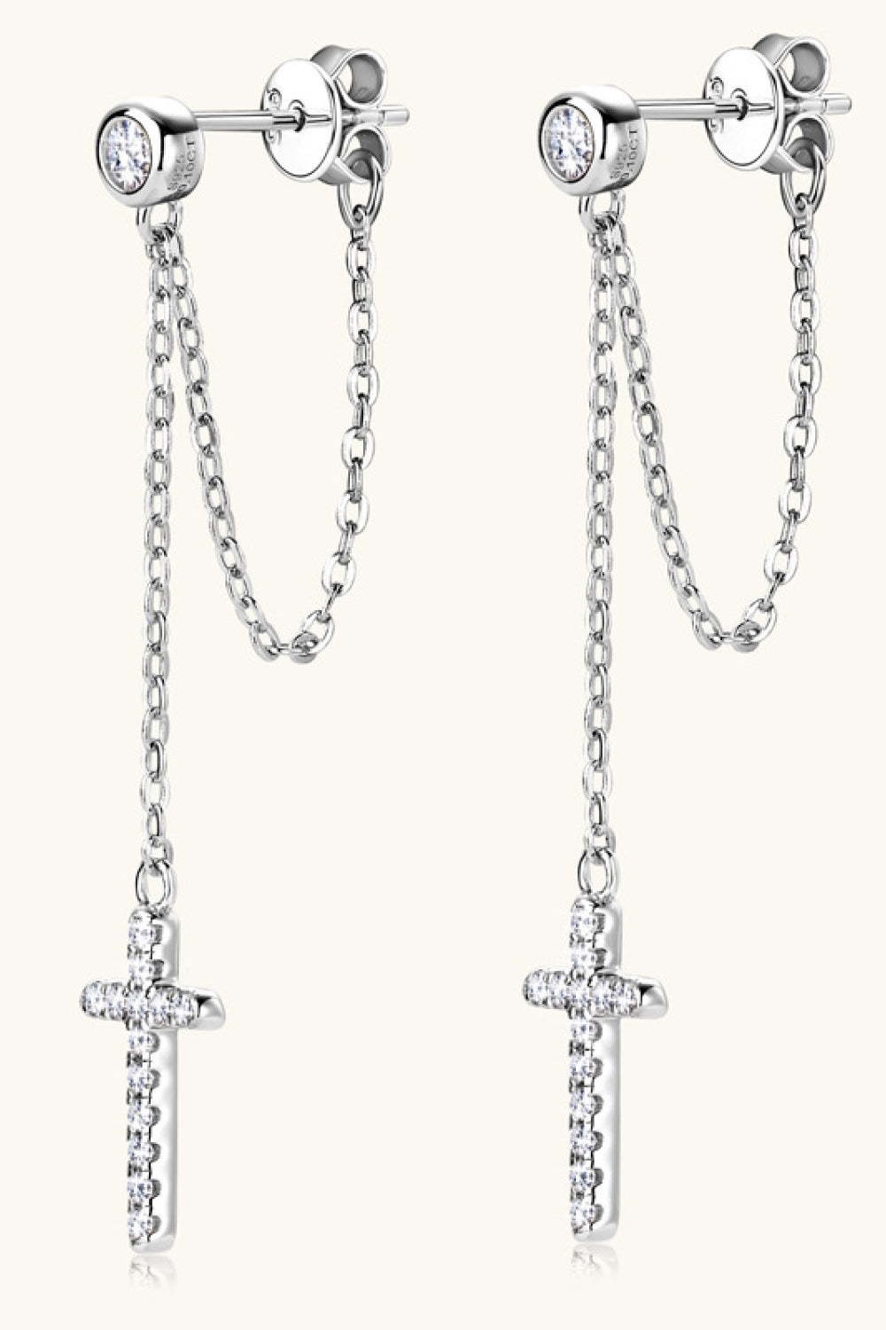 Moissanit 925 Sterling Silber Kreuz Ohrringe