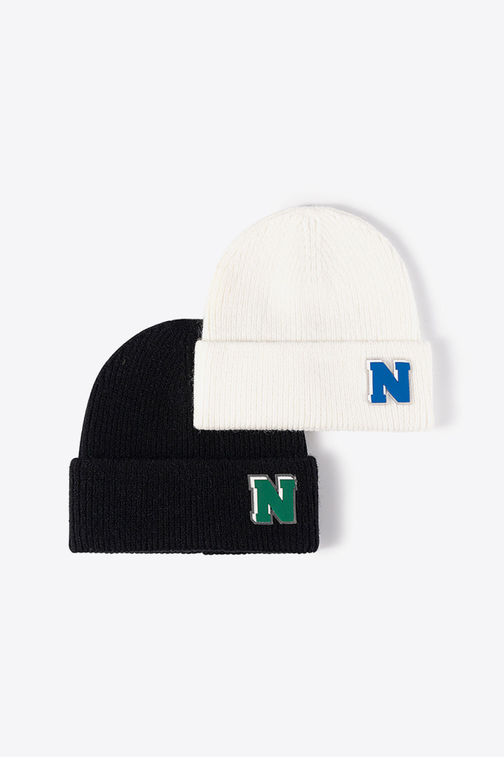 Letter N Patch Cuffed Knit Beanie