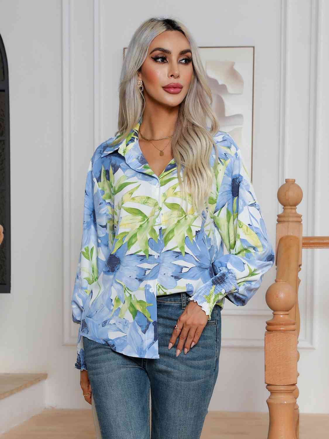 Floral Collared Neck Buttoned Shirt