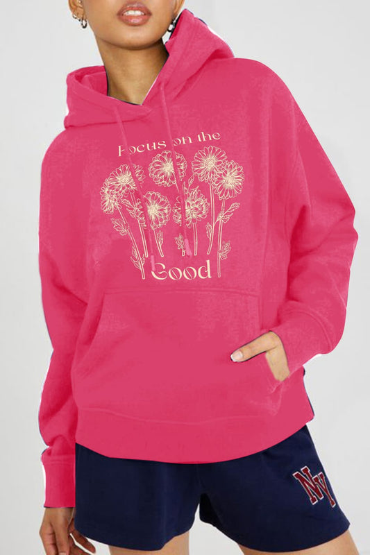 Simply Love Simply Love Kapuzenpullover mit Aufschrift „FOCUS ON THE GOOD“ in voller Größe