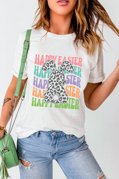 HAPPY EASTER Round Neck Short Sleeve T-Shirt