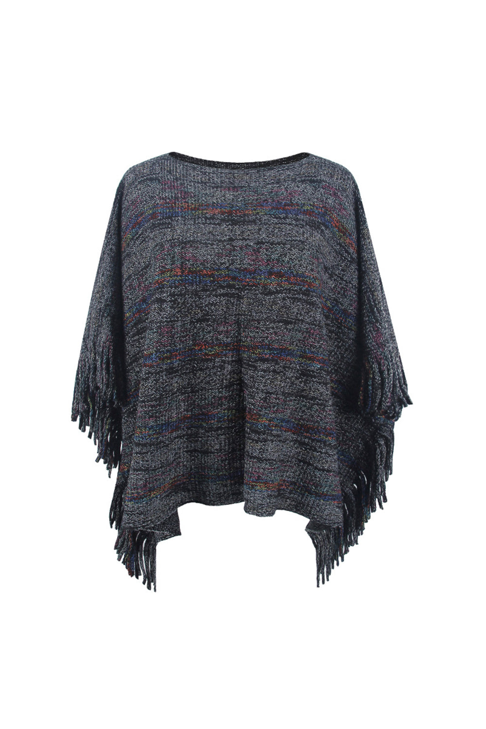 Poncho mit Rundhalsausschnitt und Ärmeln mit Fransendetail