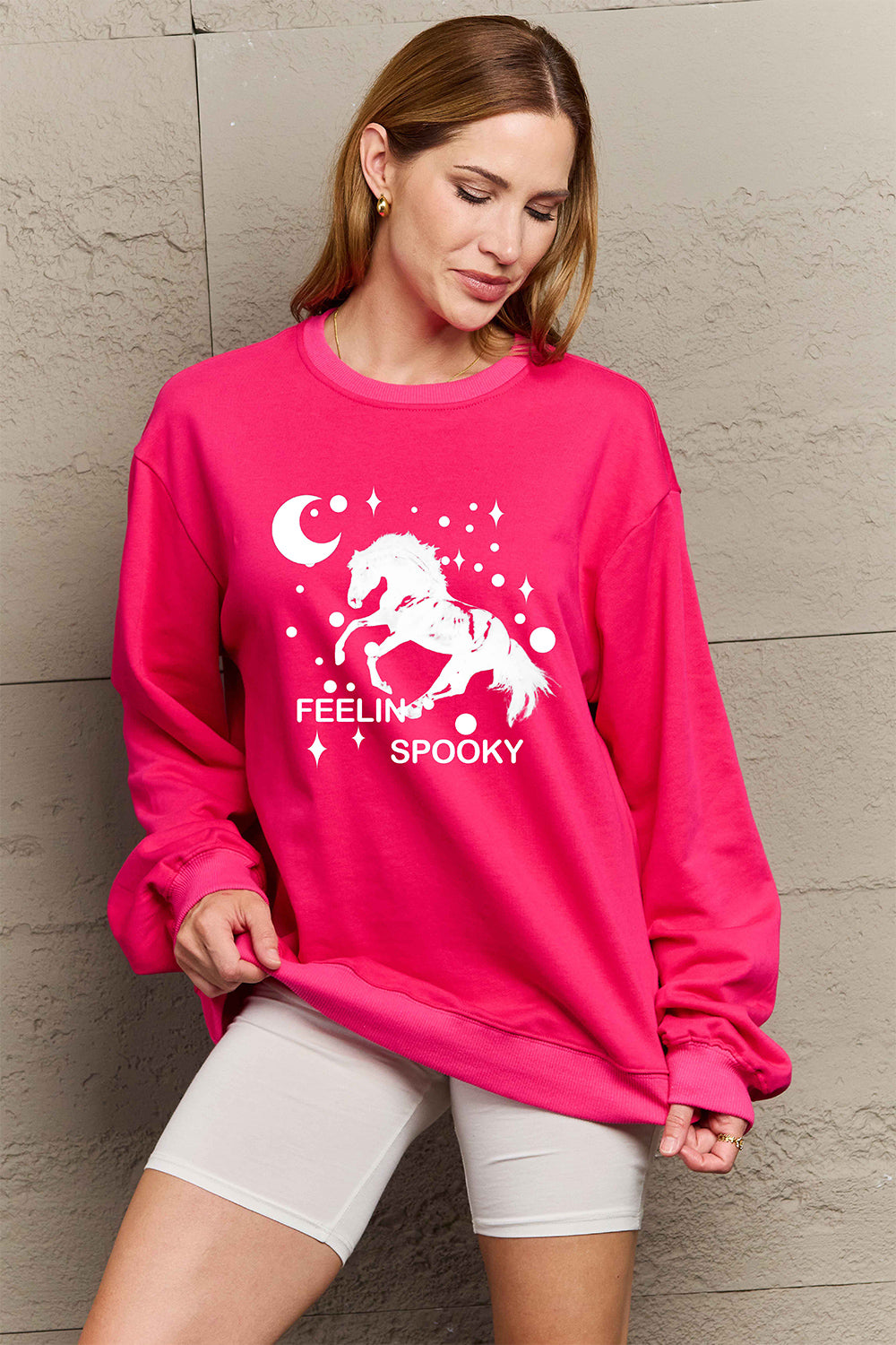 Simply Love – Sweatshirt mit überschnittener Schulter und Grafik in voller Größe