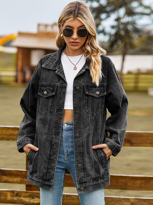 Jeansjacke mit Kragen und Taschen