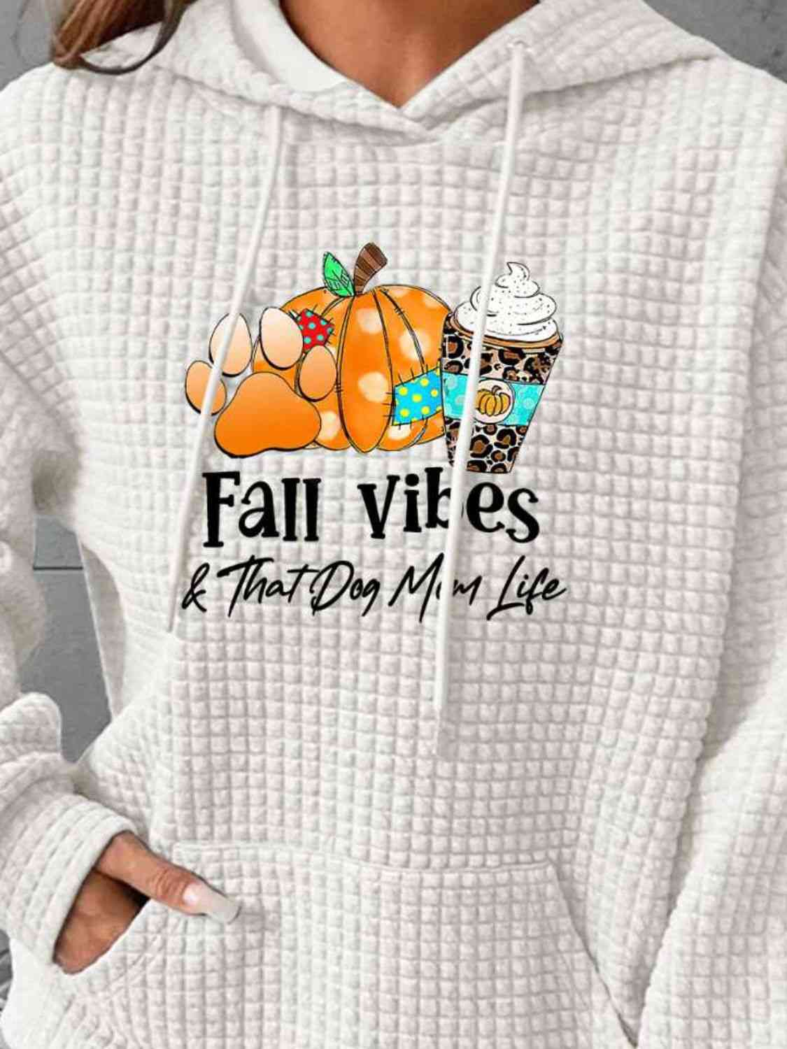 FALL VIBES Grafik-Kapuzenpullover mit Fronttasche