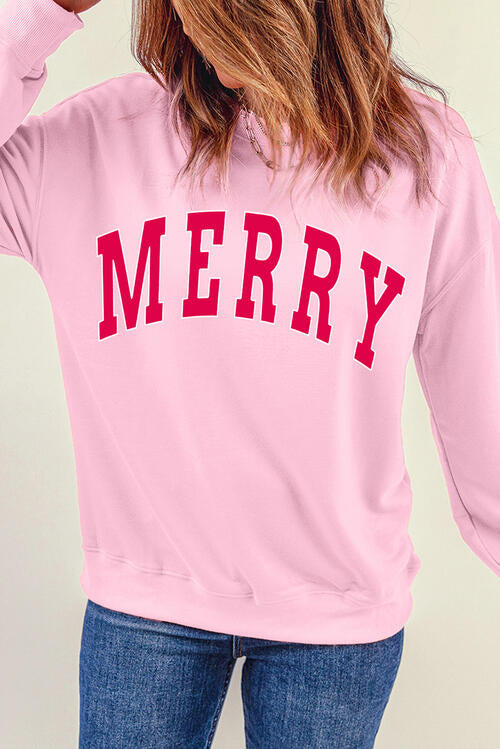 MERRY Graphic Dropped Shoulder Sweatshirt