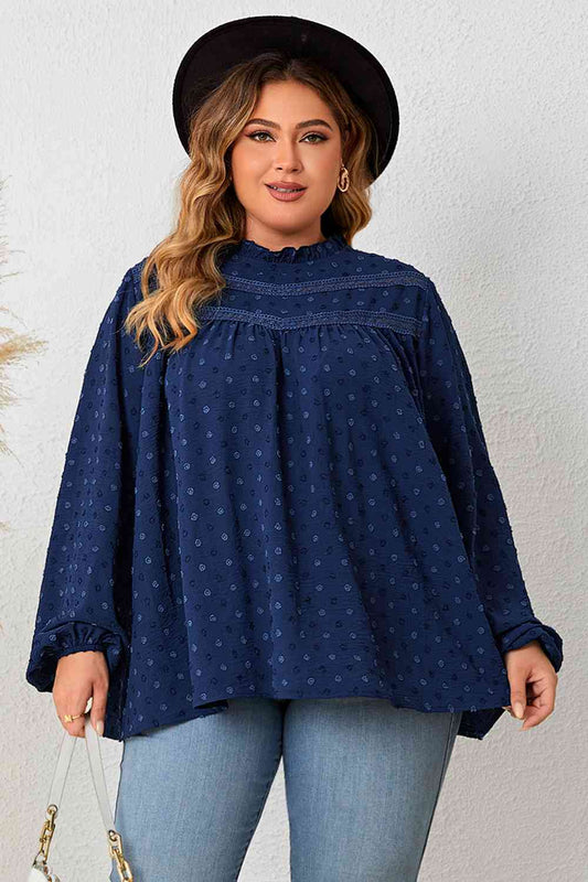 Plus Size Mock Neck Balloon Sleeve Blouse