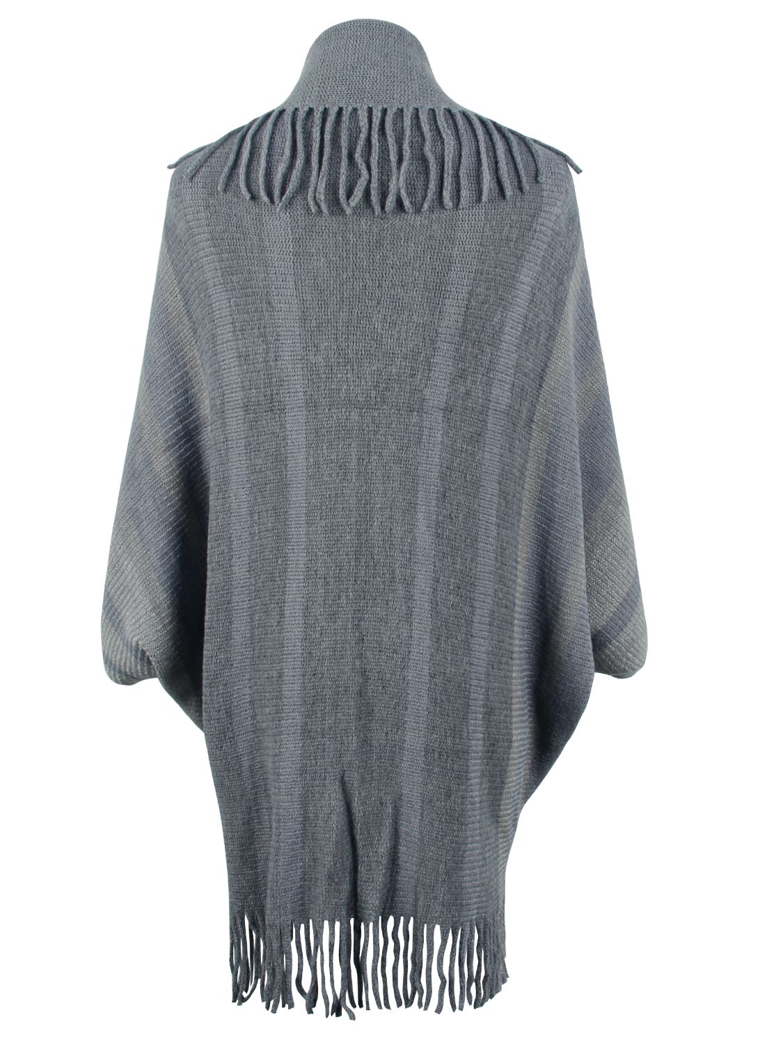 Poncho mit offener Vorderseite und Fransendetail