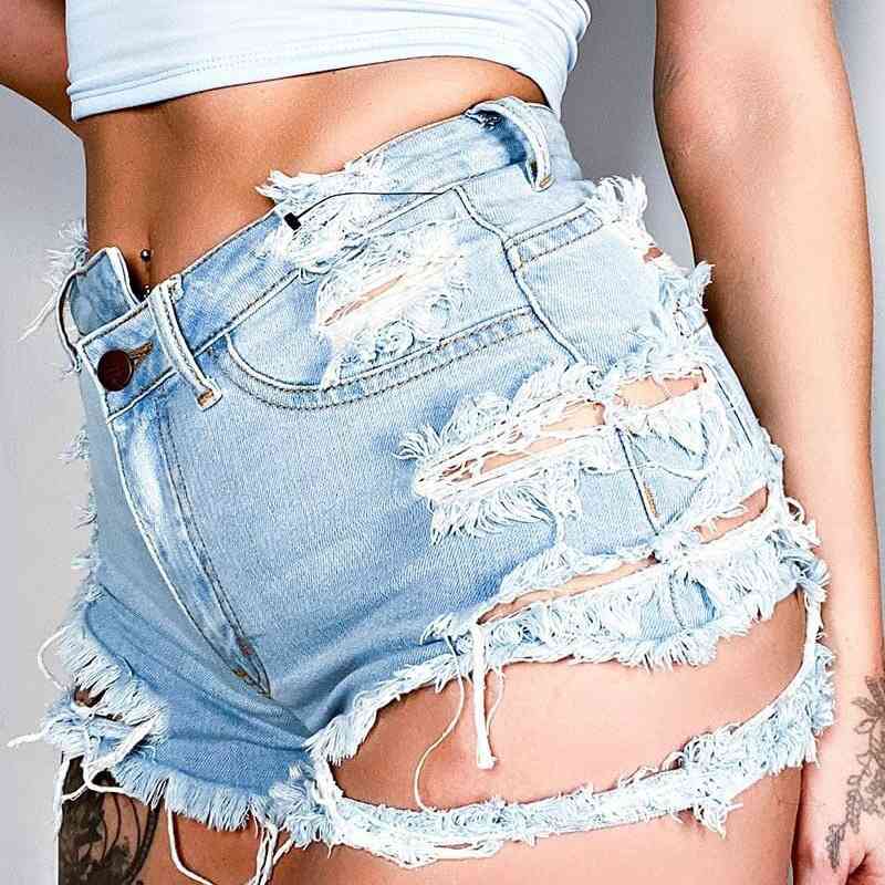 Asymmetrische Distressed-Jeansshorts