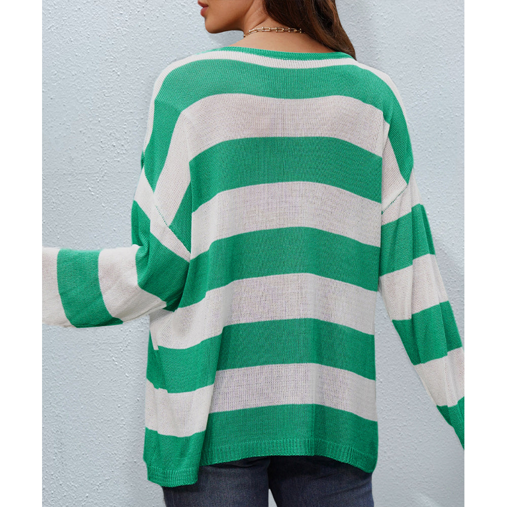 Striped Long Sleeve Knit Top