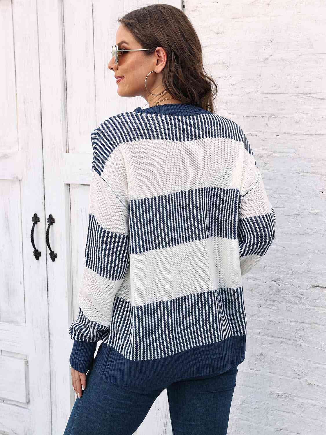 Full Size Round Neck Drop Shoulder Sweater