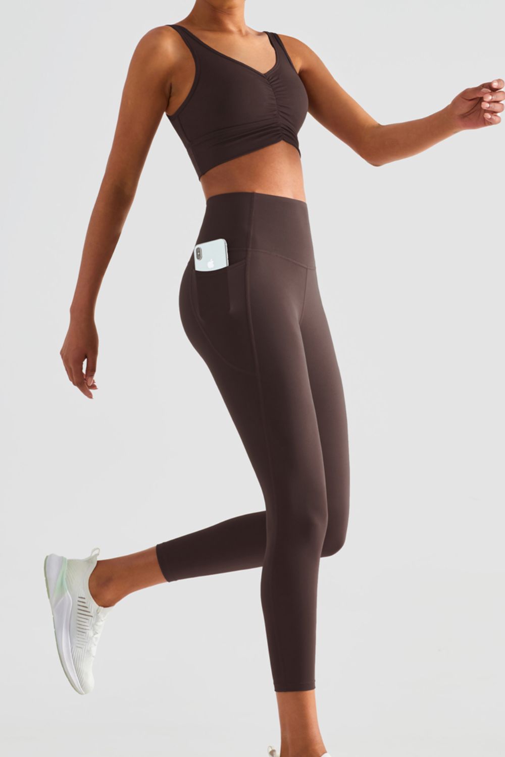 Sportleggings mit breitem Bund und Taschen