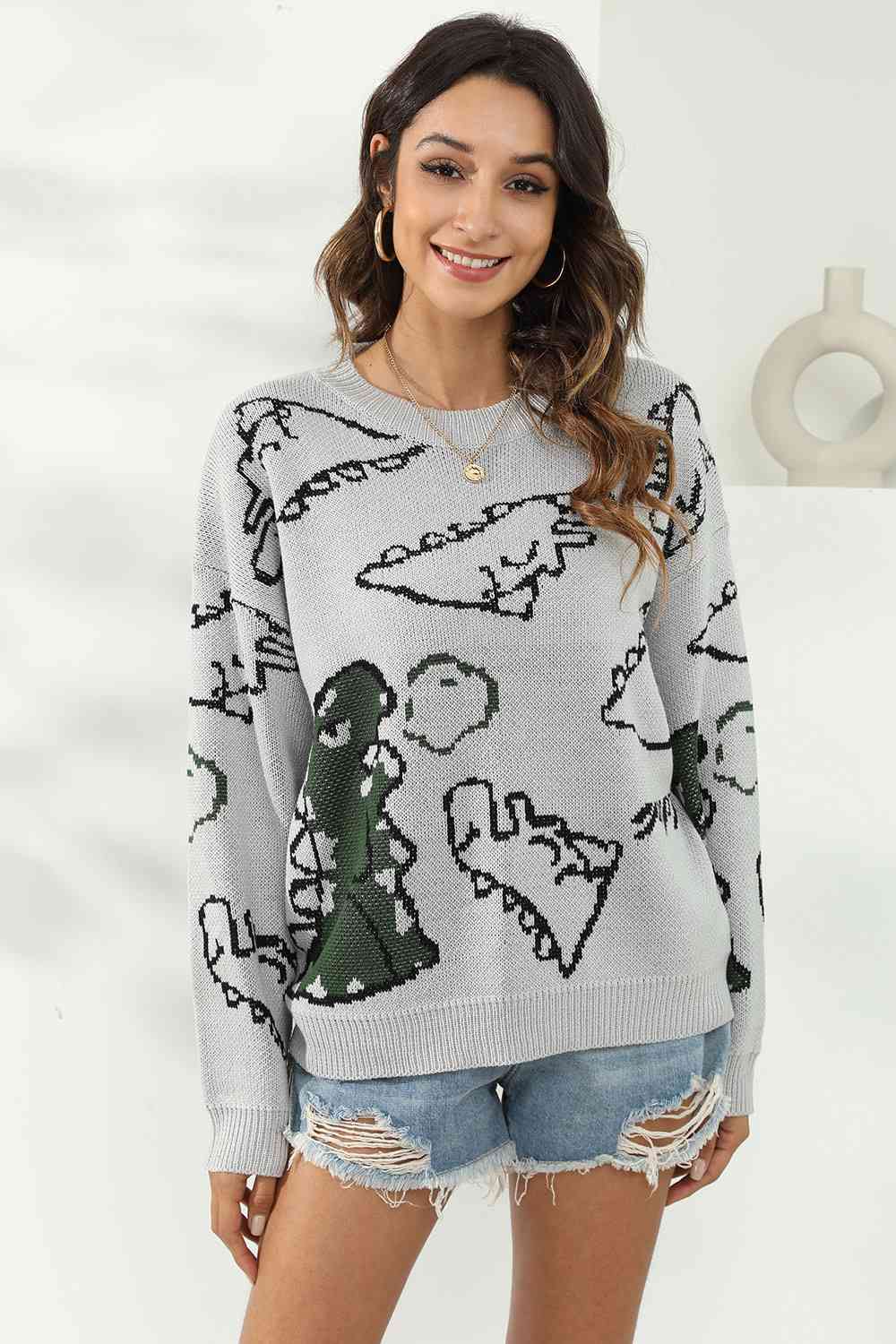 Pullover mit Dinosaurier-Print