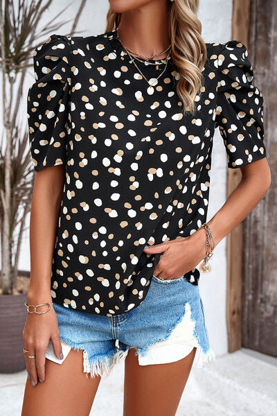 Bluse mit Puffärmeln und Print