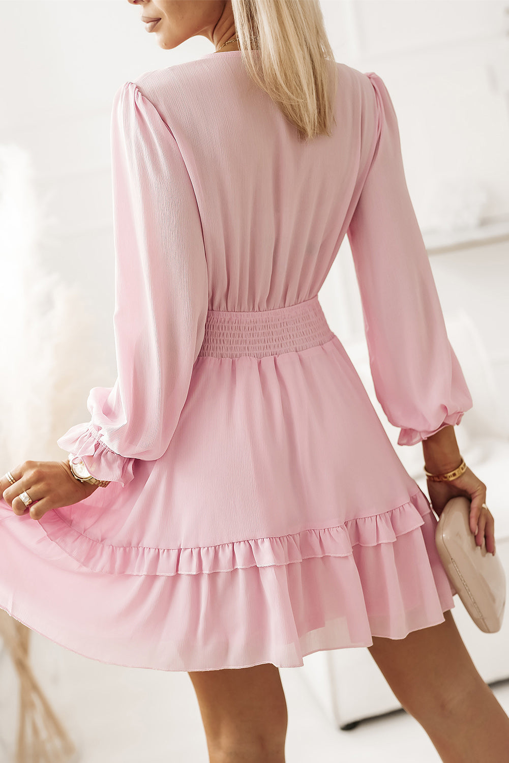 Tied Flounce Sleeve Mini Dress