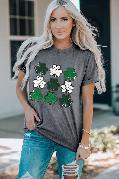 T-Shirt mit Rundhalsausschnitt und kurzen Ärmeln „Lucky Clover“