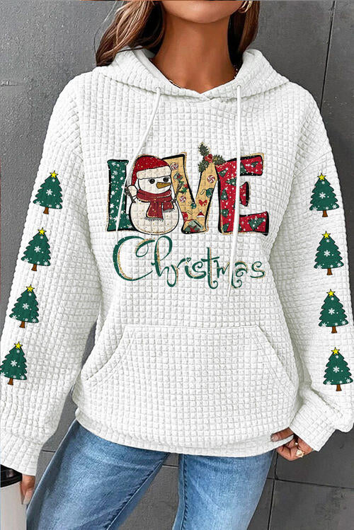 LIVE CHRISTMAS Drawstring Long Sleeve Hoodie