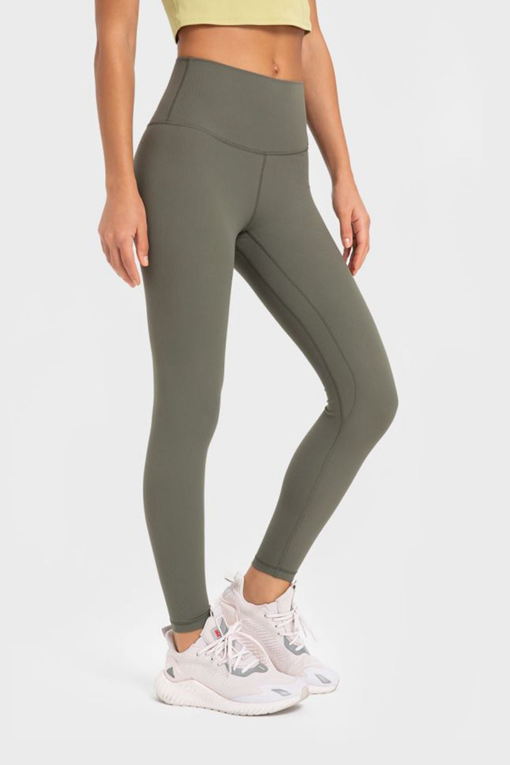 Hochelastische Yoga-Leggings mit breitem Bund