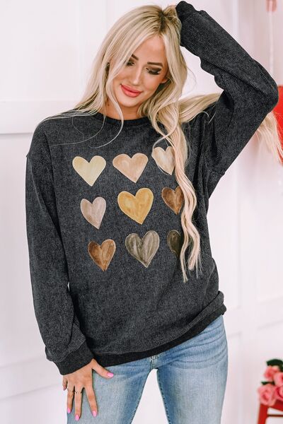 Sudadera con hombros caídos y cuello redondo con corazón