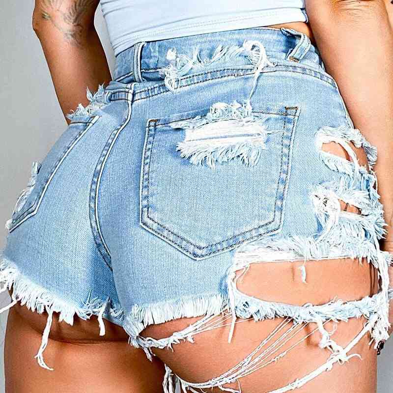 Asymmetrische Distressed-Jeansshorts