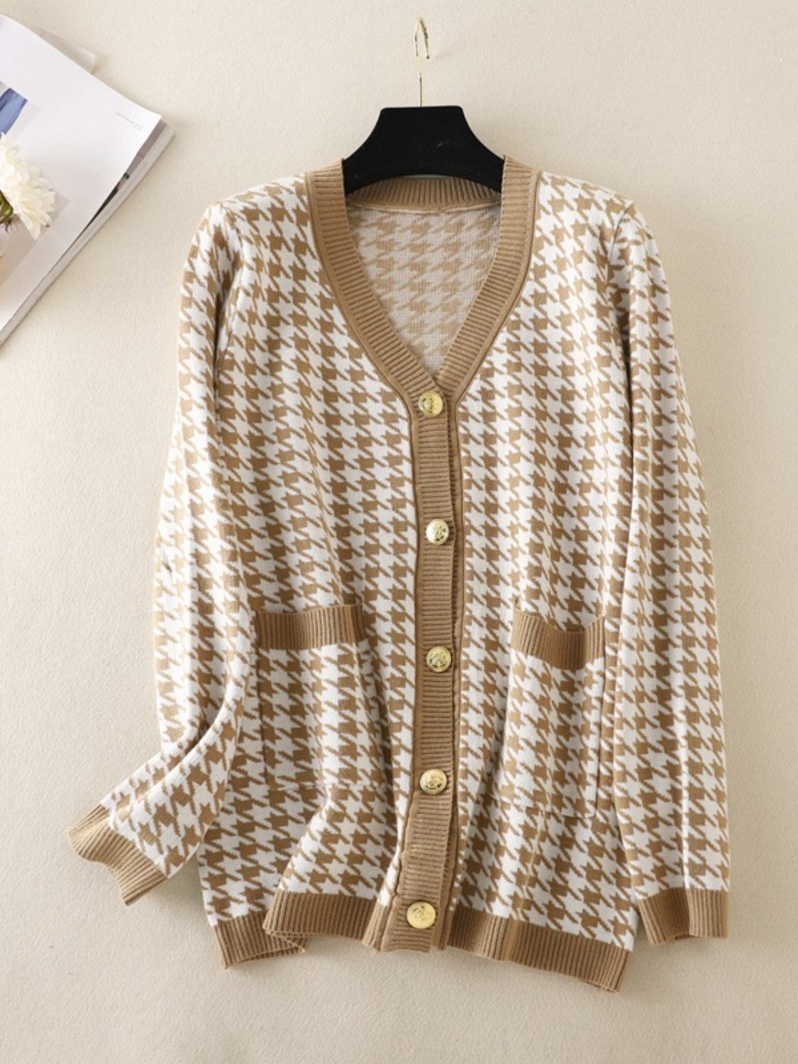 Houndstooth Button Down Cardigan