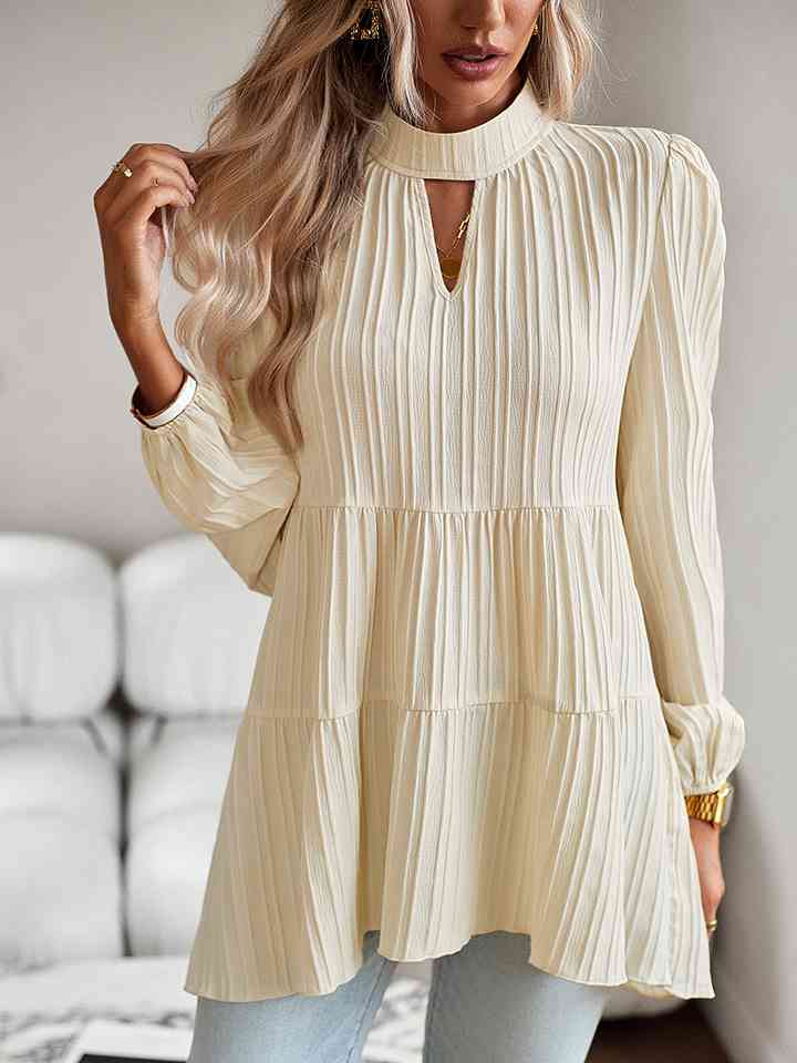 Round Neck Long Sleeve Blouse