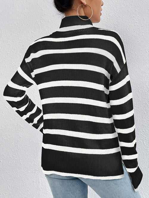 Striped Turtleneck Long Sleeve Sweater