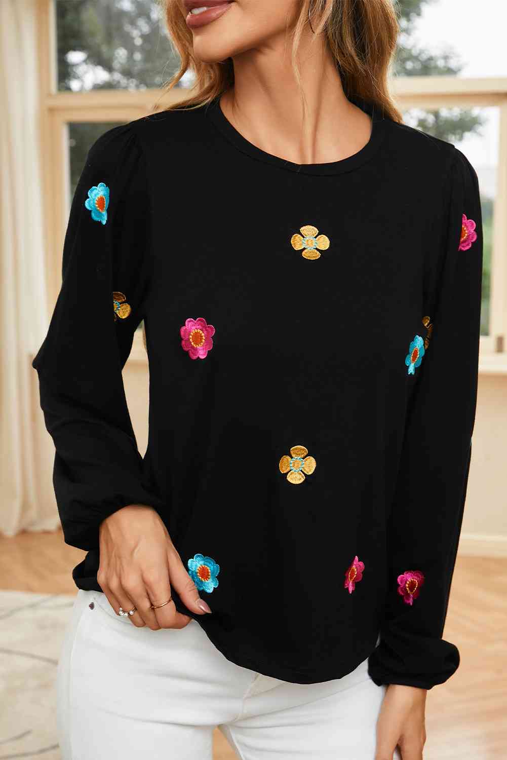 Bluse mit Blumenmuster und Ballonärmeln