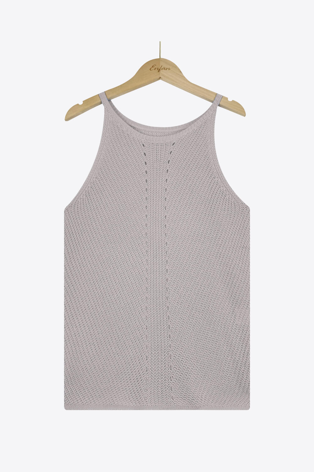 Tanktop aus Strick mit griechischem Halsausschnitt und Lochmuster