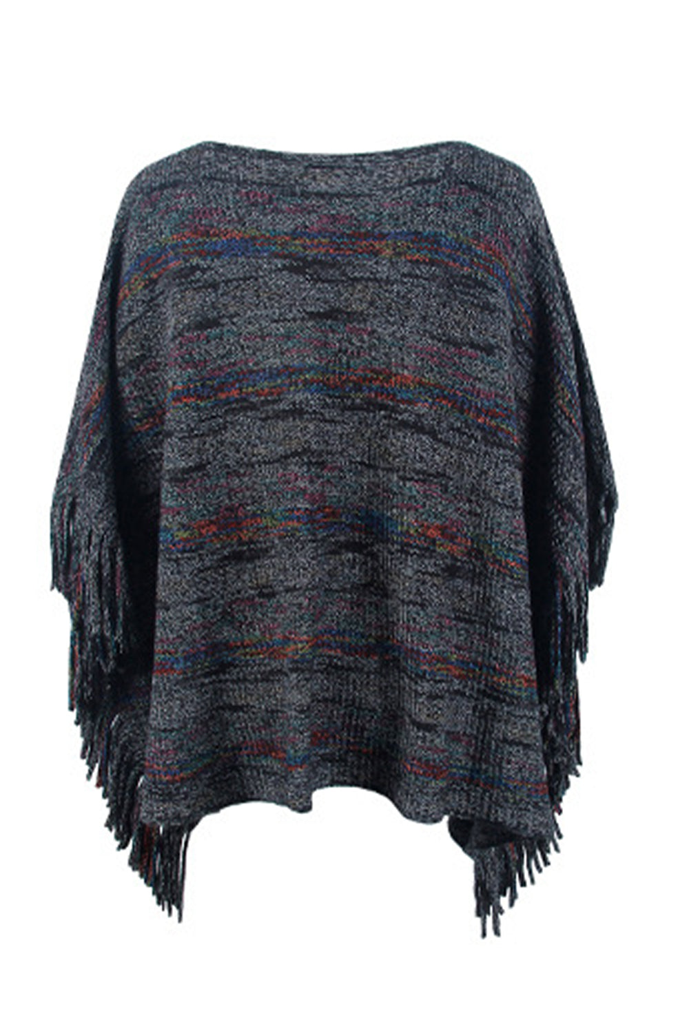 Poncho mit Rundhalsausschnitt und Ärmeln mit Fransendetail